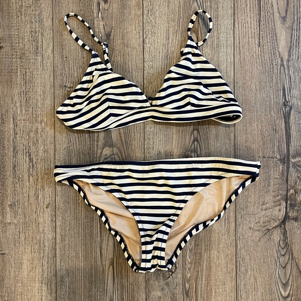 J Crew Navy Striped Bikini